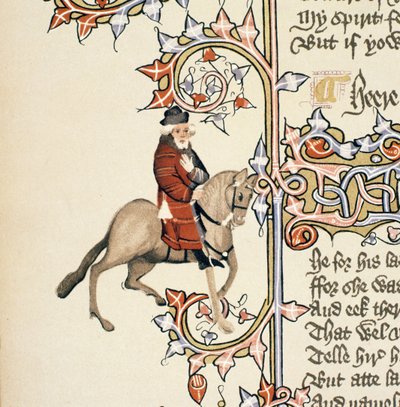 The Franklin (detail) from The Canterbury Tales, by Geoffrey Chaucer, Ellesmere Manuscript, facsimile edition, 1911 by English School